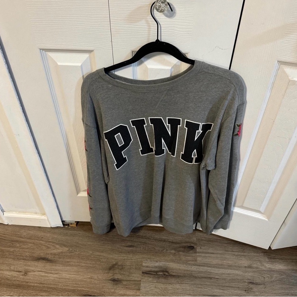 Victoria's Secret Gray Sweater with Black Lettering